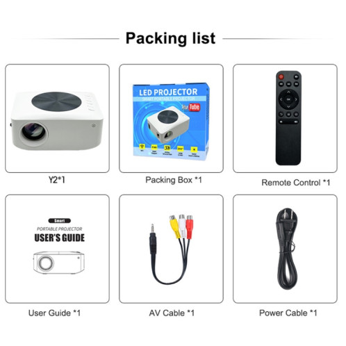 Mini projecteur intelligent LED LCD Y2 1280x720P 80ANSI, type de prise : prise AU SH1803337-08